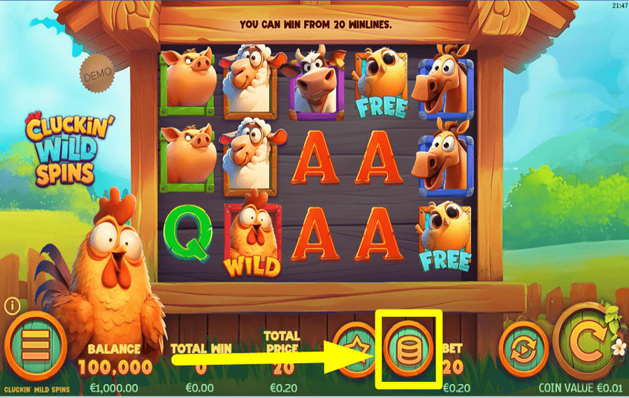 Cluckin Wild Spins ВЫБЕРИТЕ СВОЮ СТАВКУ.