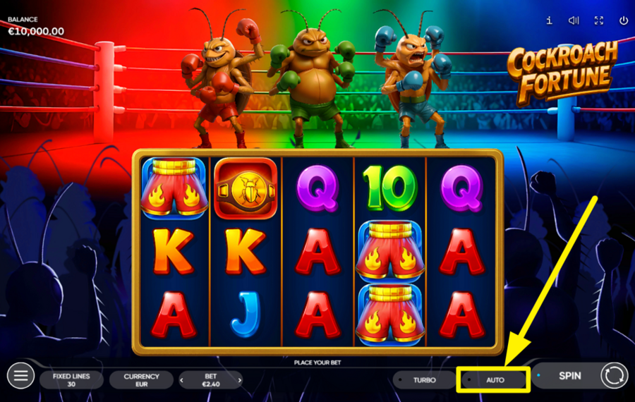 Cockroach Fortune UTILIZA LOS GIROS AUTOMÁTICOS.