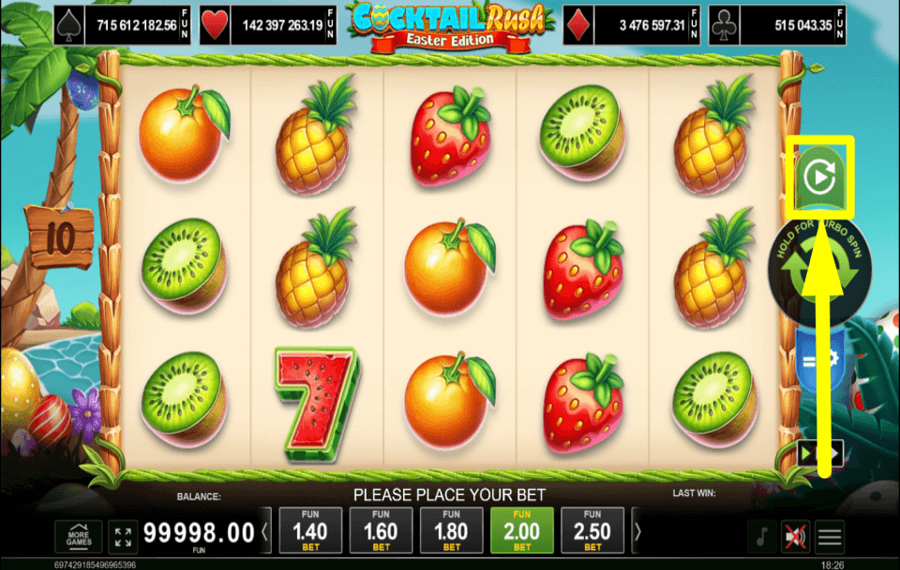 Cocktail Rush Easter Edition SPIN AUTOMATICALLY.