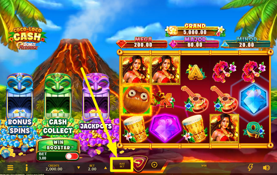 Coco Loco Cash Bonus Recharge FESTLEGEN SIE DEN MAXIMALEN EINSATZBETRAG.