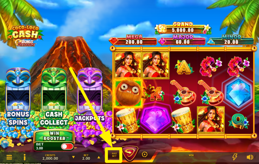 Coco Loco Cash ELIGE EL LÍMITE DE APUESTA MÁS ALTO.