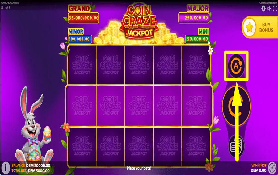 Coin Craze Jackpot UTILISER LA LECTURE AUTOMATIQUE.