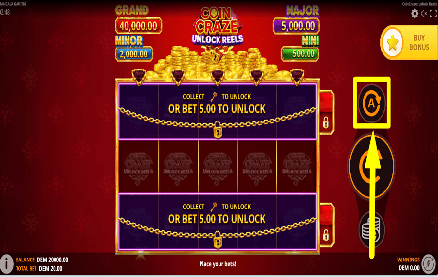 Coin Craze Unlock Reels CHOISISSEZ LA LECTURE AUTOMATIQUE.
