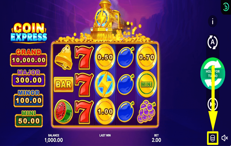Coin Express Hold and Win DÉTERMINEZ LES ENJEUX.
