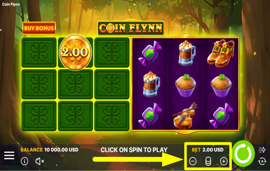 Coin Flynn SELECT THE BET VALUE.