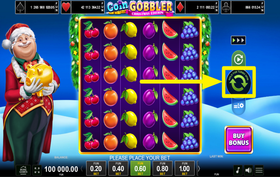 Coin Gobbler Christmas Edition SPIN THE REELS.