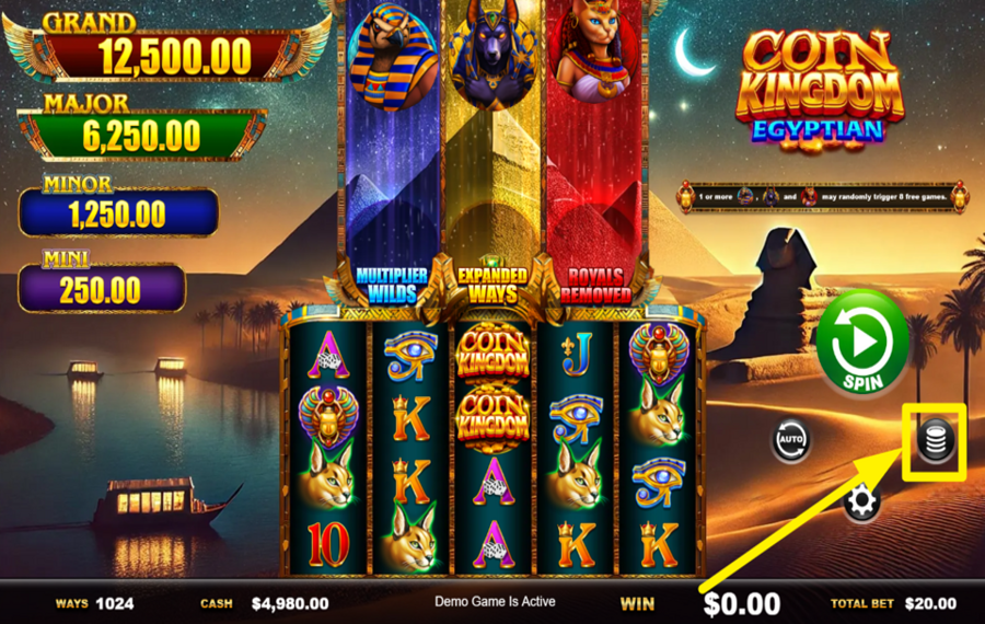 Coin Kingdom Egyptian MODIFY YOUR BET.