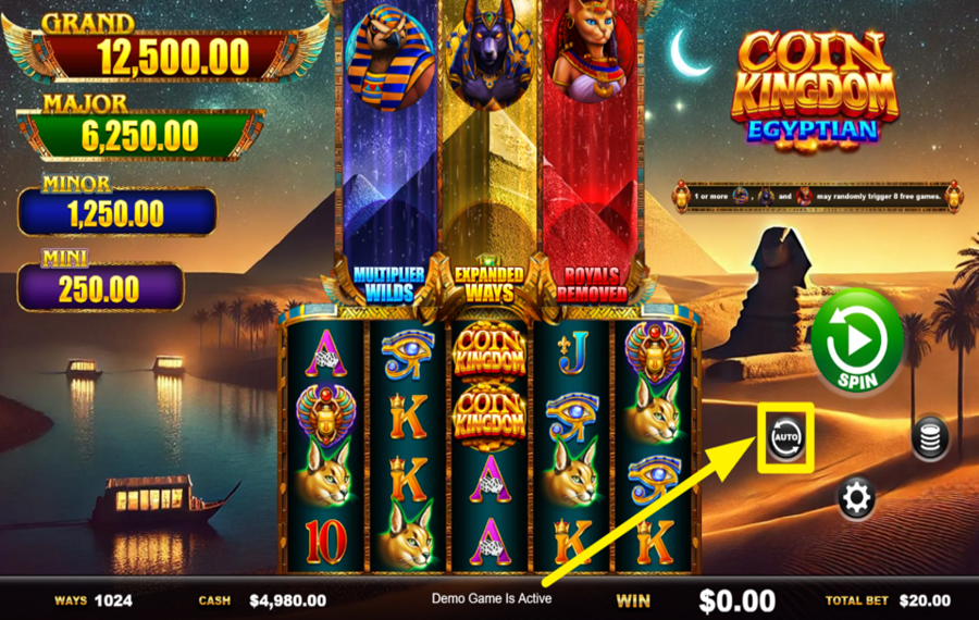 Coin Kingdom Egyptian USE AUTOMATED SPINS.