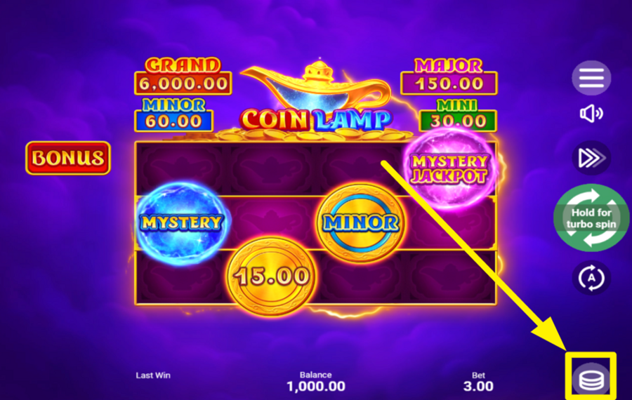 Coin Lamp WÄHLEN SIE IHREN EINSATZBETRAG.