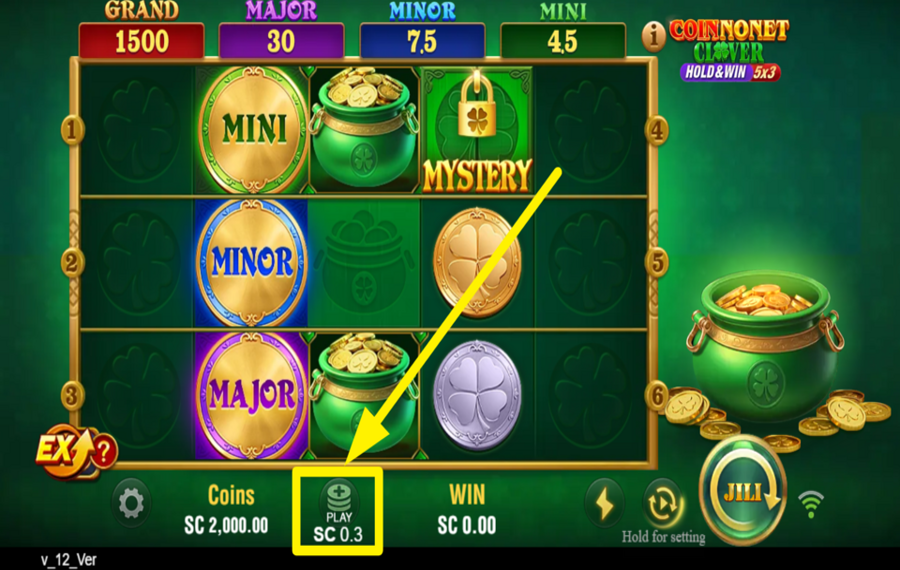 Coin Nonet Clover 4x4 Hold and Win GEBEN SIE IHREN EINSATZ AN.