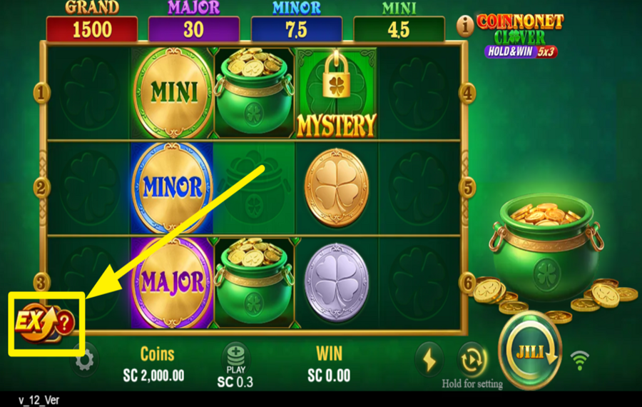 Coin Nonet Clover 4x4 Hold and Win AKTIVIEREN SIE EINEN ZUSÄTZLICHEN SPIELMODUS.