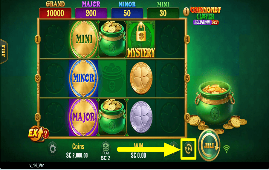 Coin Nonet Clover 5x3 Hold and Win GIRAR AUTOMÁTICAMENTE.