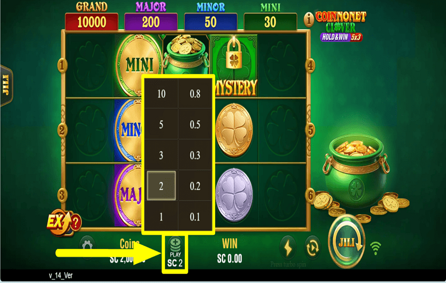 Coin Nonet Clover 5x3 Hold and Win FIJA LA ESTACA.