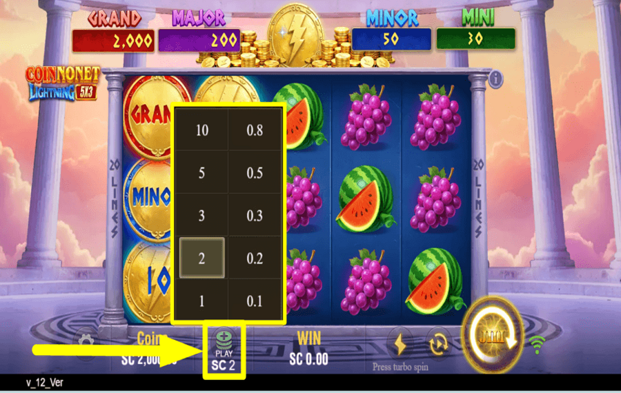 Coin Nonet Lightning PLACE YOUR WAGER.