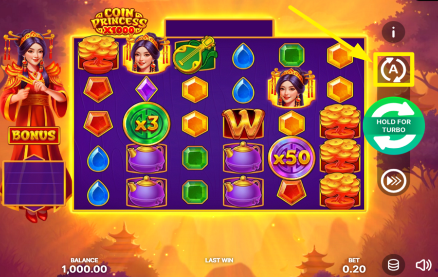 Coin Princess x1000 UTILIZE AUTOPLAY.