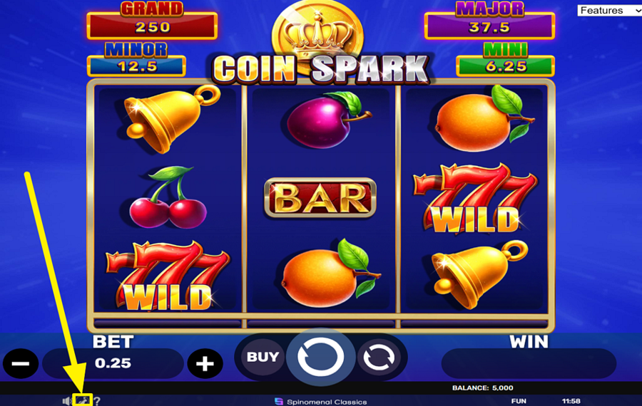 Coin Spark Hold and Hit 3x3 MODIFIEZ LA VITESSE DU JEU.