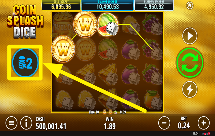 Coin Splash Dice TENTEZ VOTRE CHANCE.