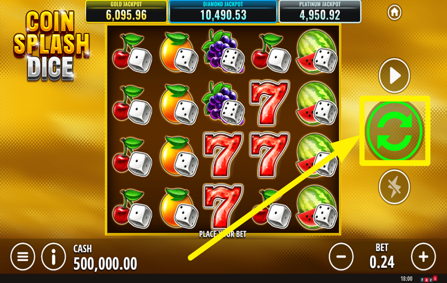 Coin Splash Dice FAITES TOURNER LES BOBINES.