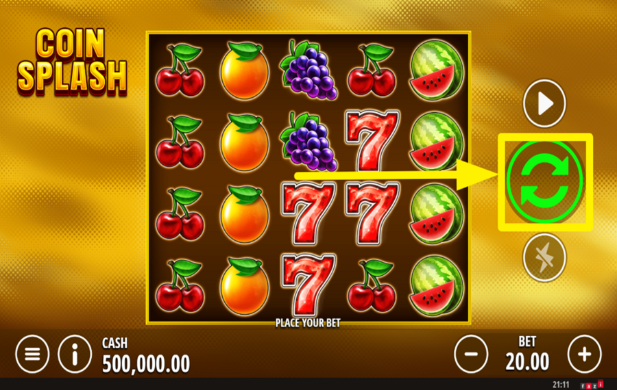 Coin Splash SPIN THE REELS.