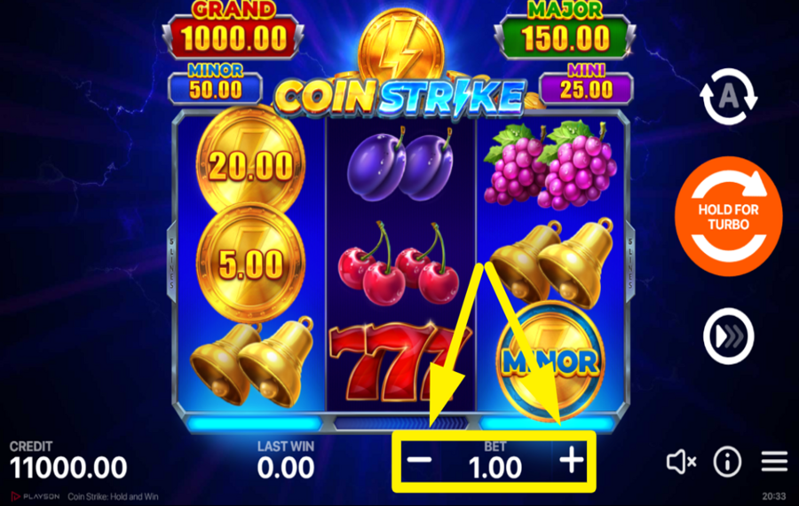 Coin Strike Hold and Win PASSEN SIE IHREN EINSATZ AN.