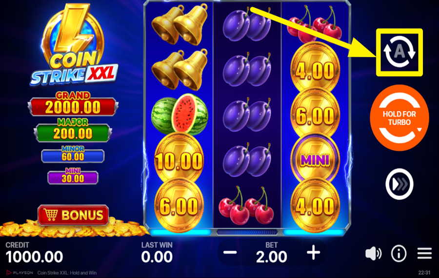 Coin Strike XXL Hold and Win ACTIVER LA LECTURE AUTOMATIQUE.