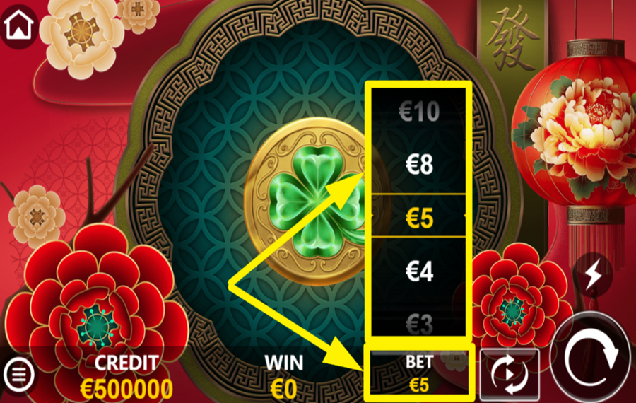 Coin Touch ASIGNAR UN VALOR DE APUESTA.