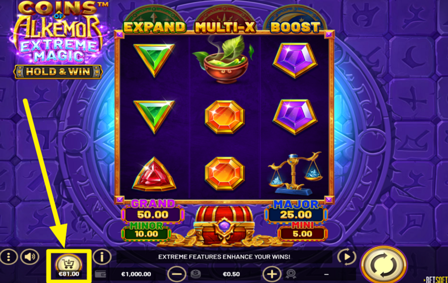 Coins of Alkemor Extreme Magic Hold and Win TAKE ADVANTAGE OF THE BONUS GAME.