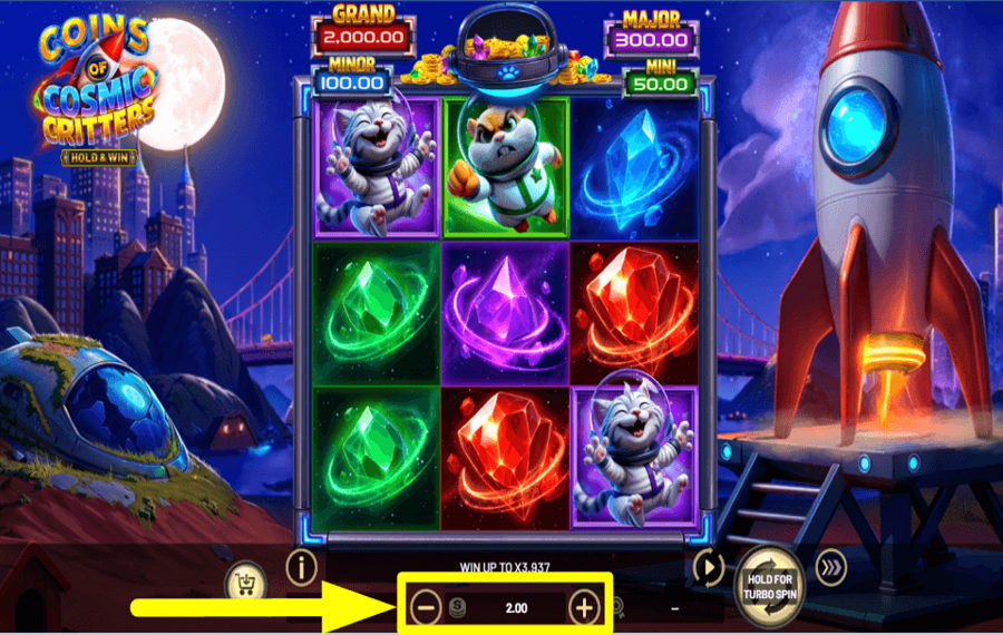 Coins of Cosmic Critters Hold and Win SET THE STAKE.