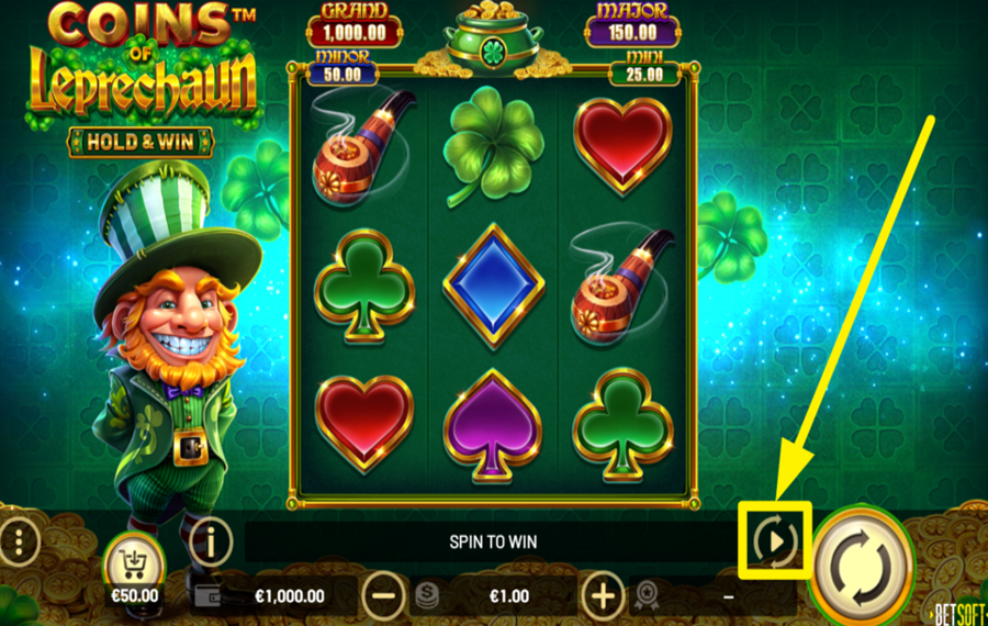 Coins of Leprechaun Hold and Win UTILISEZ LA FONCTION DE LECTURE AUTOMATIQUE.