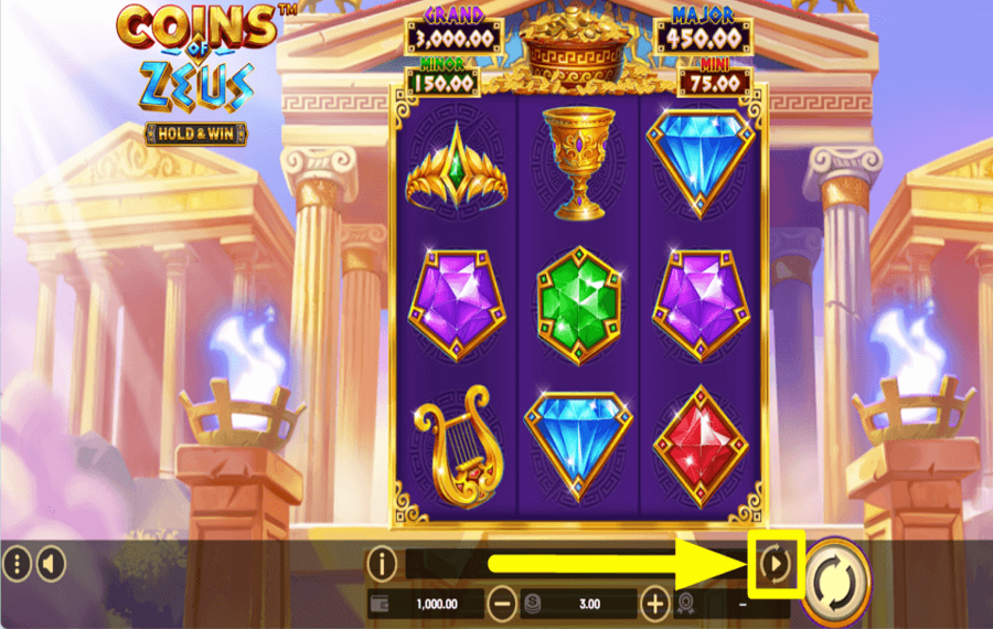 Coins of Zeus Hold and Win CONTINUA AUTOMATICAMENTE.