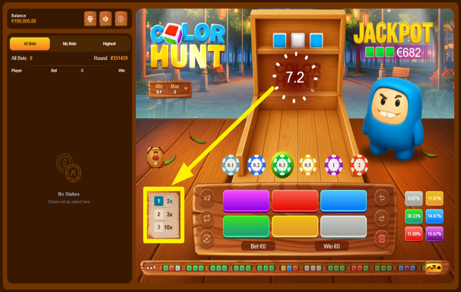 Color Hunt CHOOSE A MULTIPLIER LEVEL.