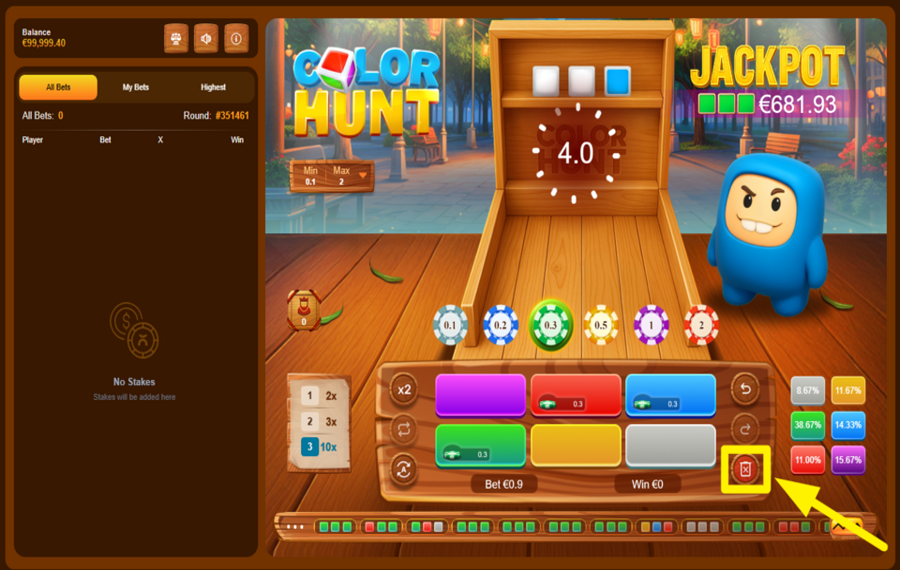 Color Hunt CLEAR ALL BETS.