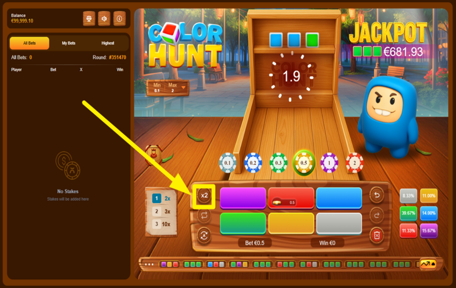 Color Hunt DOUBLE YOUR LAST CHOSEN BET.