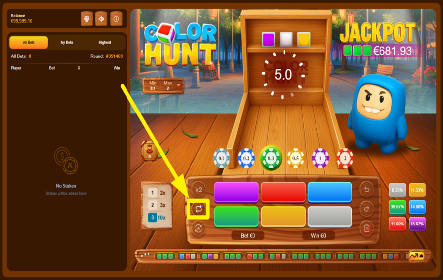 Color Hunt REPEAT YOUR LAST BET.