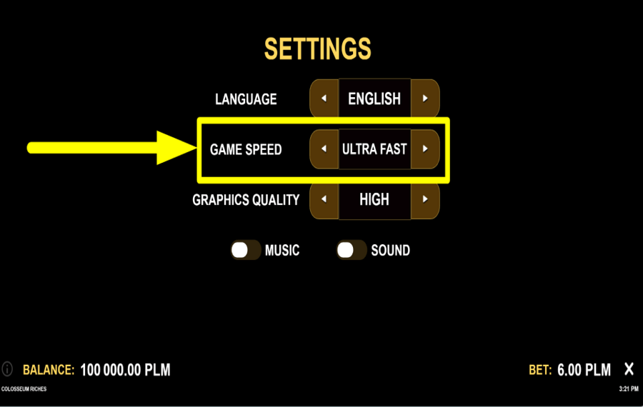 Colosseum Riches ENABLE TURBO MODE.