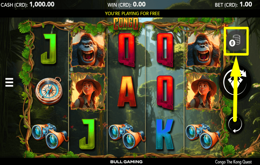 Congo The Kong Quest SELECT YOUR BET AMOUNT.