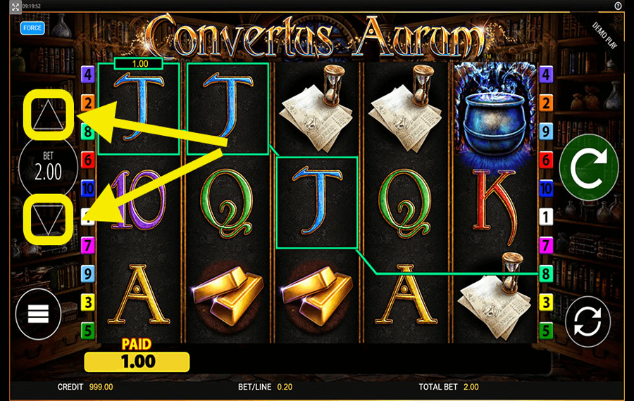 Convertus Aurum Выберите сумму ставки.