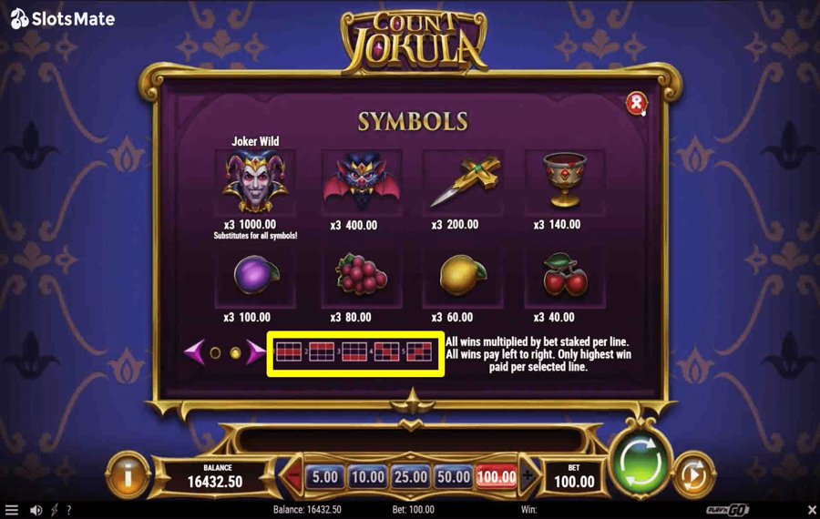 Count Jokula Scegli le linee di pagamento.