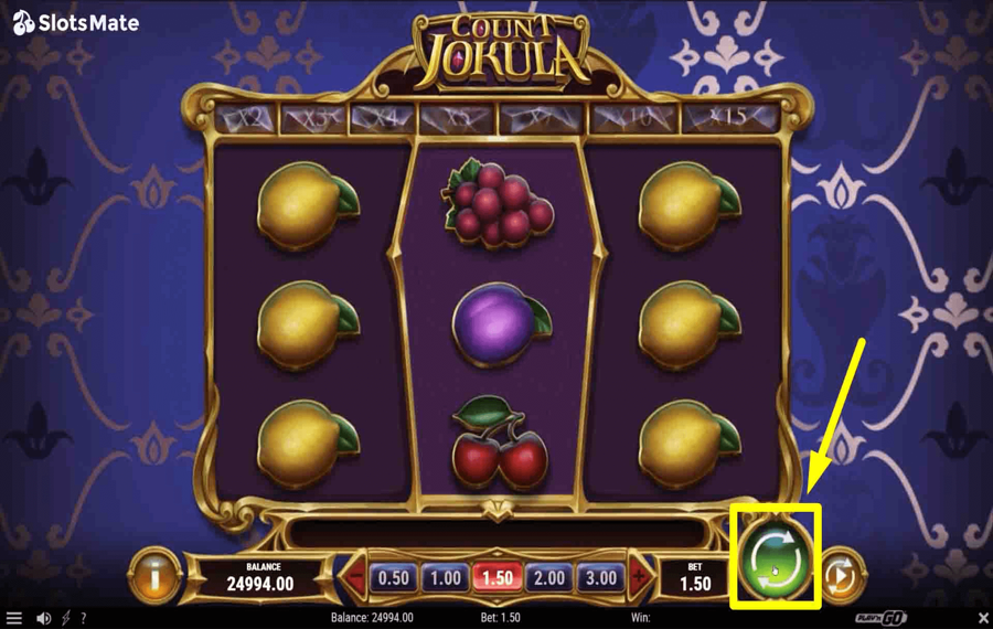 Count Jokula Fare clic/toccare il pulsante “Gira”.