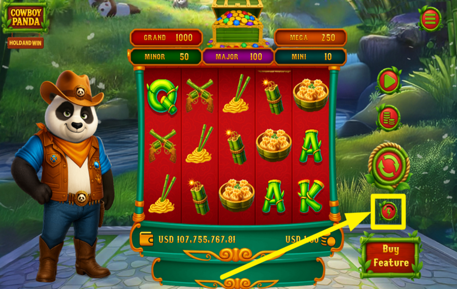 Cowboy Panda Hold and Win Ускорьте вращение.