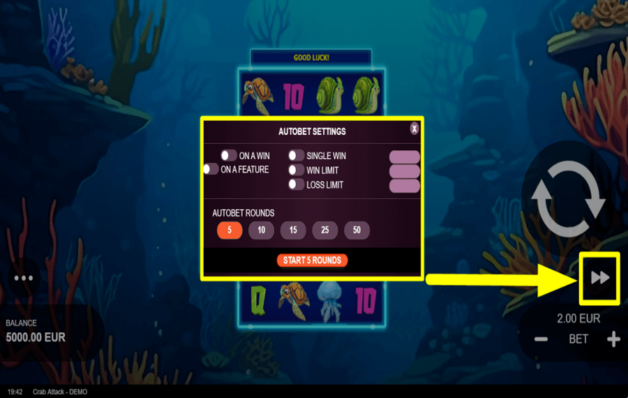 Crab Attack SPIN AUTOMATICALLY.