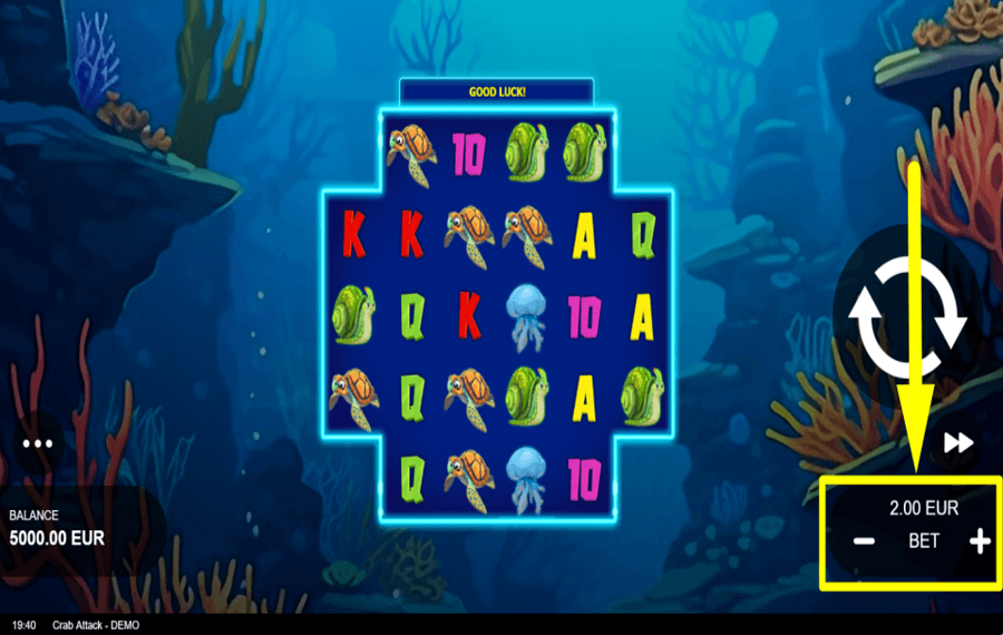 Crab Attack SELECT THE STAKE.