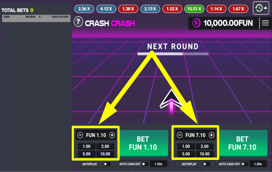 Crash Crash ASSIGN THE BET.