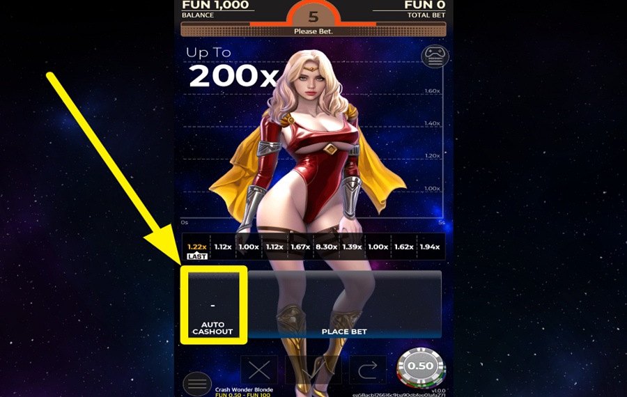 Crash Wonder Blonde PROFITEZ DU RETRAIT AUTOMATIQUE D'ARGENT.