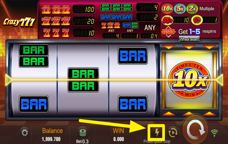 Crazy 777 MAXIMIEREN SIE DIE GESCHWINDIGKEIT.