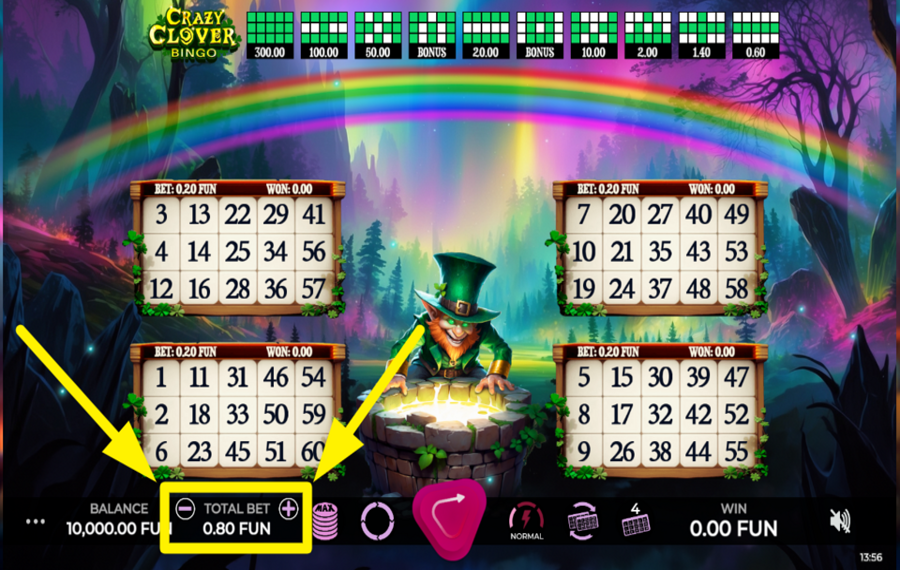 Crazy Clover Bingo DÉFINISSEZ VOTRE ENJEU.