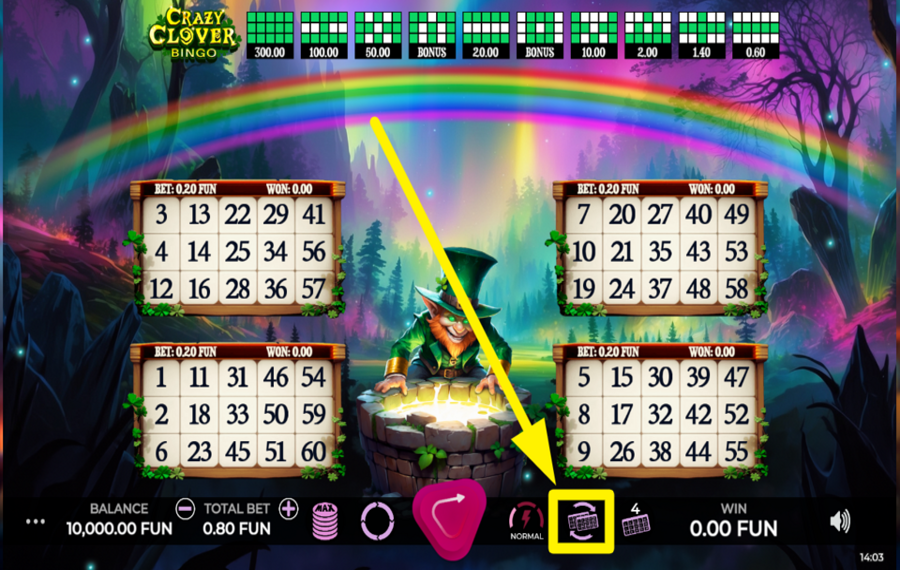 Crazy Clover Bingo RANDOMISEZ LES NUMÉROS DE CARTE.