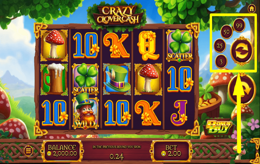 Crazy Clover Cash CONTINUA AUTOMATICAMENTE.