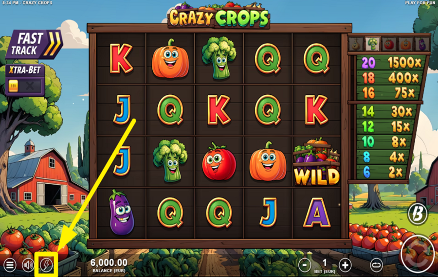 Crazy Crops ACCELERATE THE SPINS.