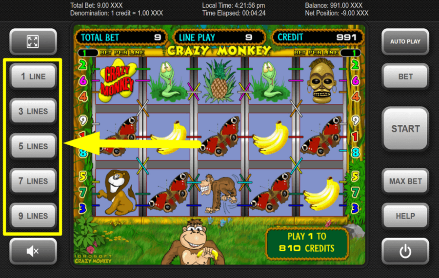 Crazy Monkey ИЗМЕНИТЕ ЛИНИИ ВЫПЛАТ.